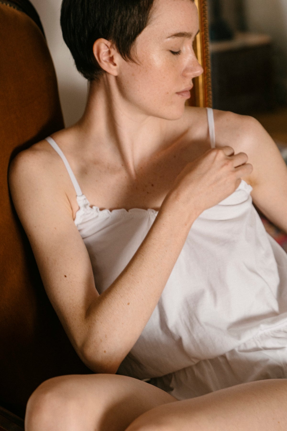 Romance. White bodysuit bloomer style, elasticated waistband