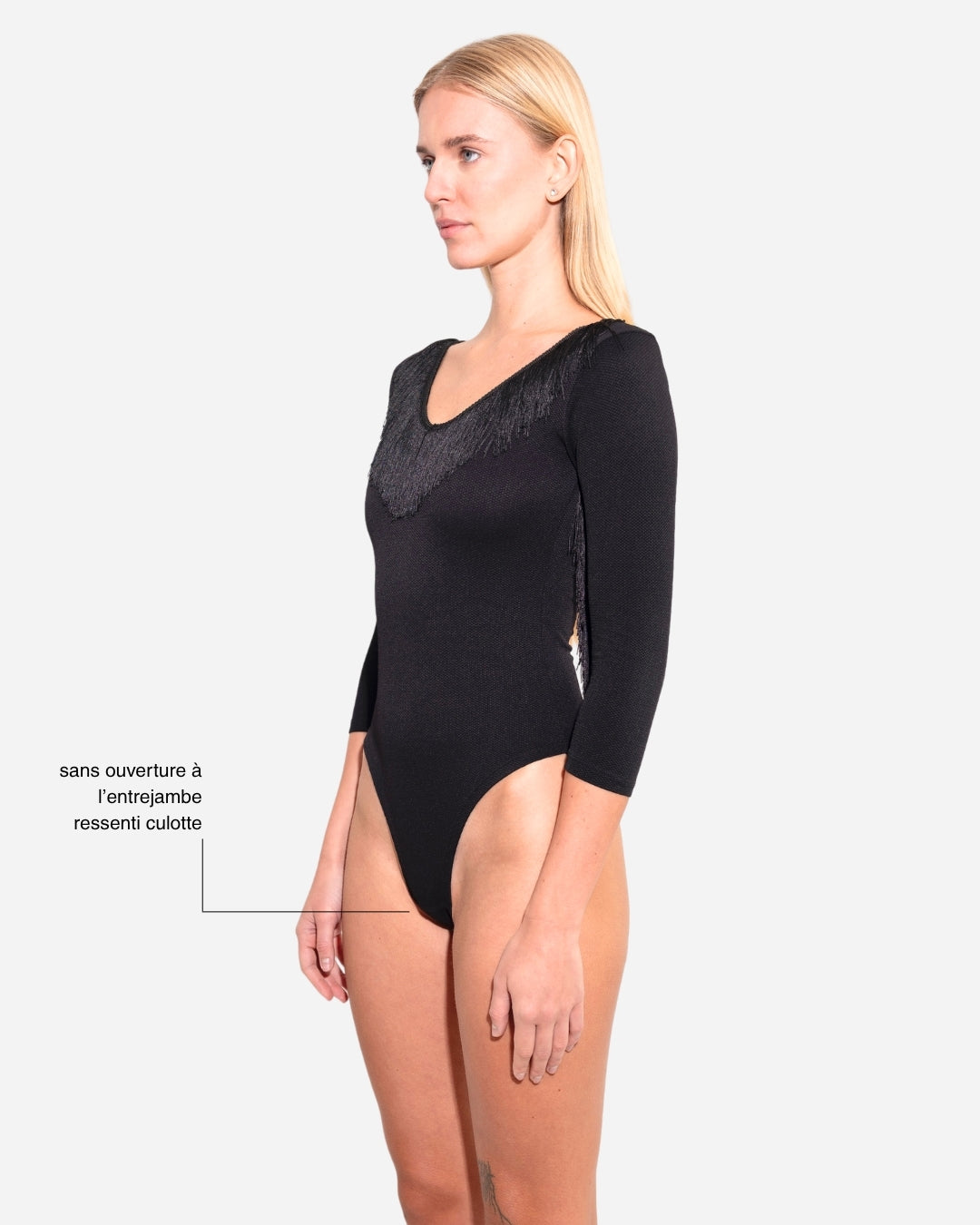 Lebodi Sauvage. Body à franges décolleté V